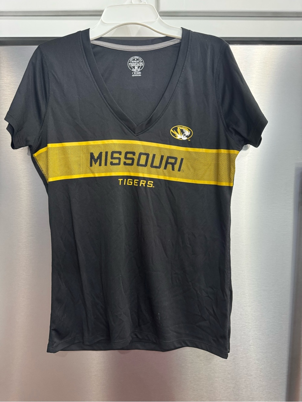 Rivalry Threads Black V-Neck with Yellow Chest Stripe - Missouri Tigers
